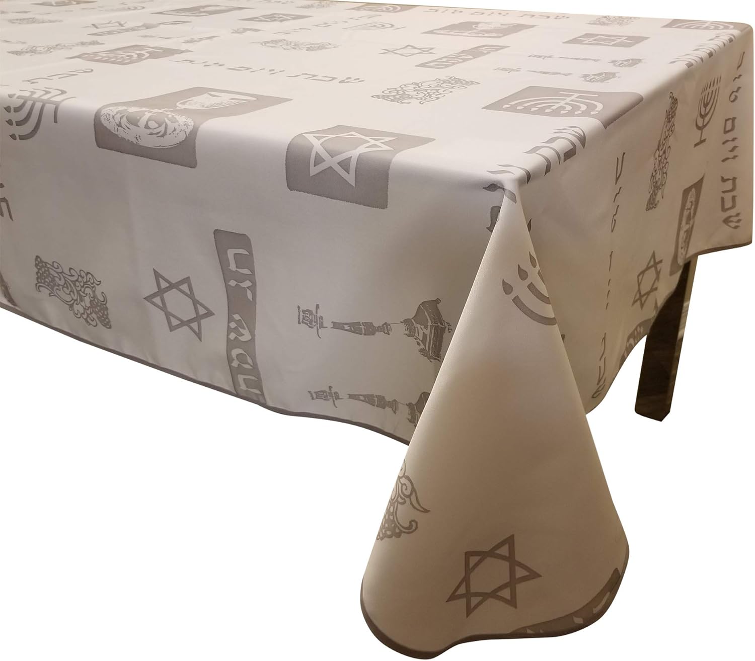 Shabbat Shalom Yom Tov Anti stain Tablecloth Rect. 58" x 118" Amazon