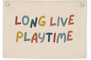 CEBTHN Long Live Playroom Banner– Cute Linen Canvas Wall Hanging Flag, Boys Room & Nursery Decor, Playroom Wall Art, Baby & Toddler Room Decoration, Teen Boy Bedroom, 20x30 Inch