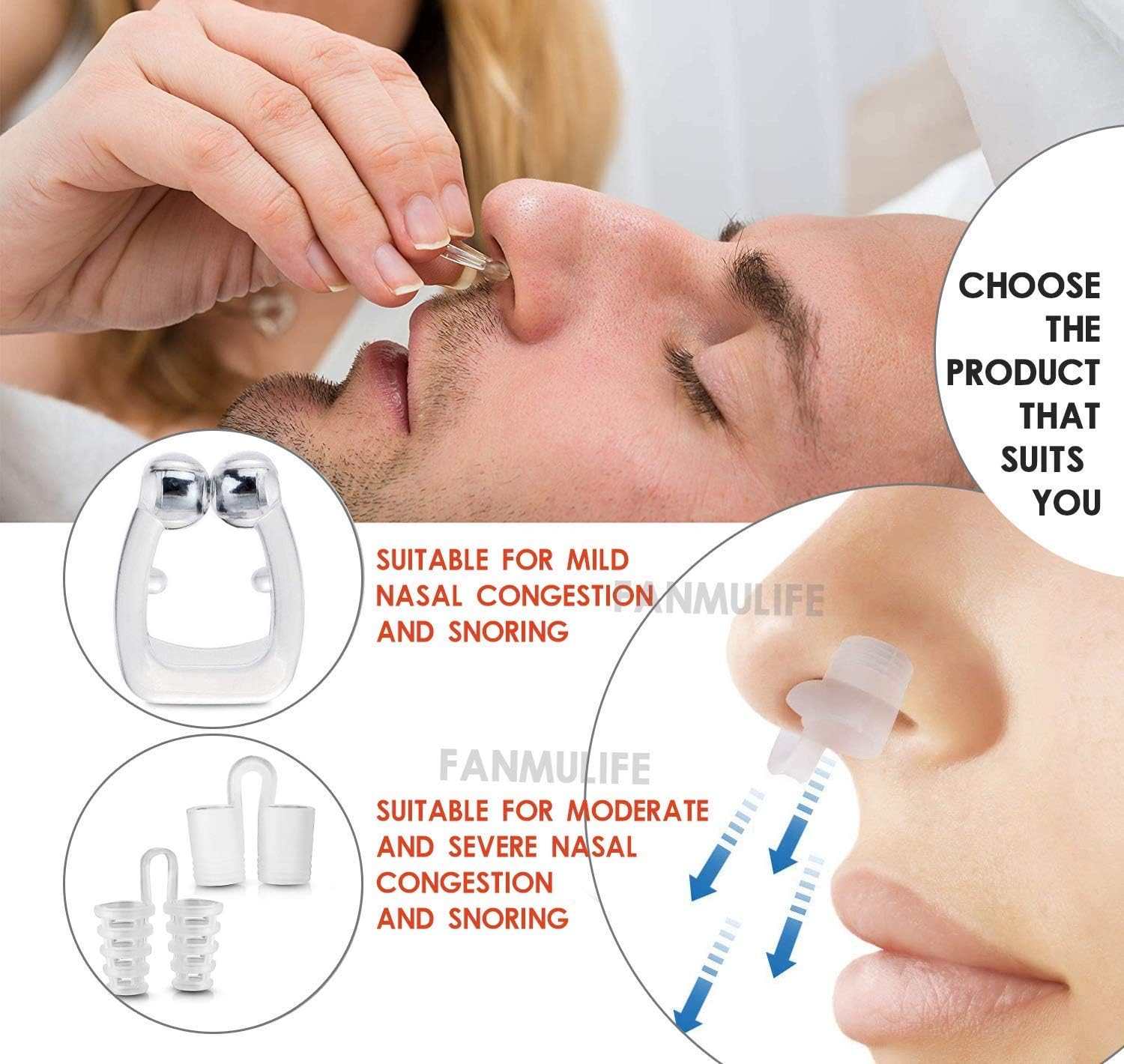 Anti snoring Devices Stop snoring snoring Solution clipple Anti snoring Device Mini Silicone Magnetic New Upgrade Anti Snore Nose Clip (Magnetic4PCS)