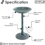 Oypla Traditional Ornamental Garden Pedestal Bird Bath Outdoor Green 62cm view 2