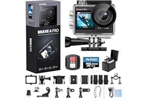 AKASO Brave 4 Pro 4K30 Action Camera with 256GB MicroSD U3 Card 131FT Underwater Waterproof Camera EIS Touch Screen Remote Control with 2x1350mAh Batteries and Helmet Accessories Kit Bundle