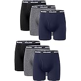IWOLLENCE Men's Boxer Briefs Breathable Soft Moisture-Wicking Cotton Underwear with Comfort Flex Waistband, Multipack