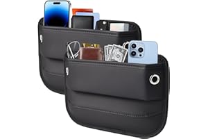 INTMOOD 2026 2 Pack Car Seat Gap Filler Organizer, Universal Premium Leather Front Seat Side Organizer, Gap Filler for Car, Phone, Sunglasses, Keys, SUV Truck