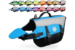 VIVAGLORY Front Float Dog Life Vest, Dog Life Jacket for Swimming & Boating, Swimming Vest with Chin Float & Handle, Ripstop & Buoyancy for Puppy Doggy, XS, Blue