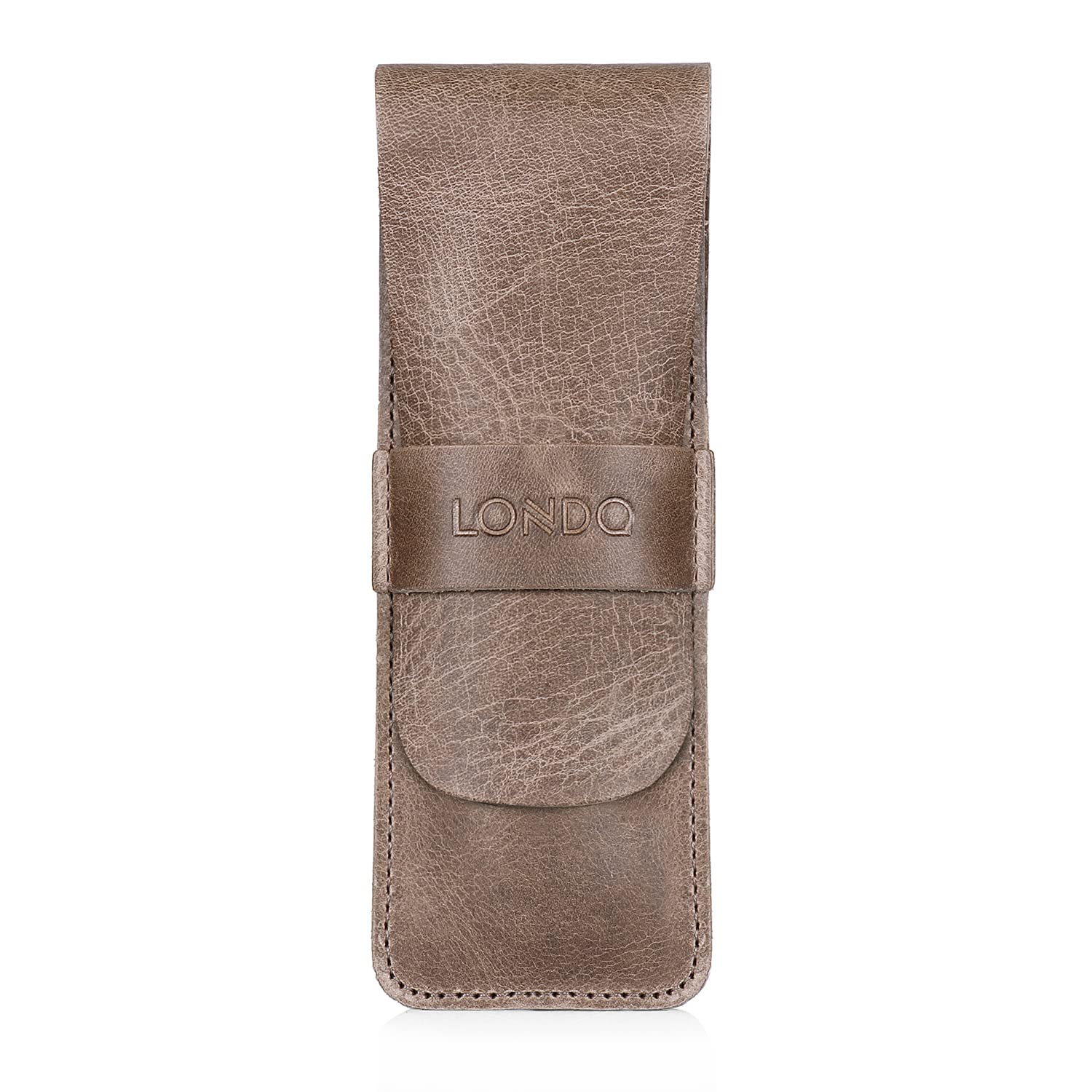 LONDO Leder Pen Case 2 Slot with Tuck Flap - Genuine Leather Pencil Case