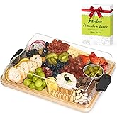 2-in-1 Charcuterie Board with Lid, Large Cutting Board for Kitchen, Travel Portable Bamboo Cheese Board, Covered Serving Tray