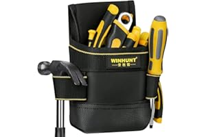 WINHUNT Tool Belt Pouch, 8 Pockets, 47inch Adjustable Waist Belt, Waterproof Oxford Cloth, Black(Black, 8 Pockets)