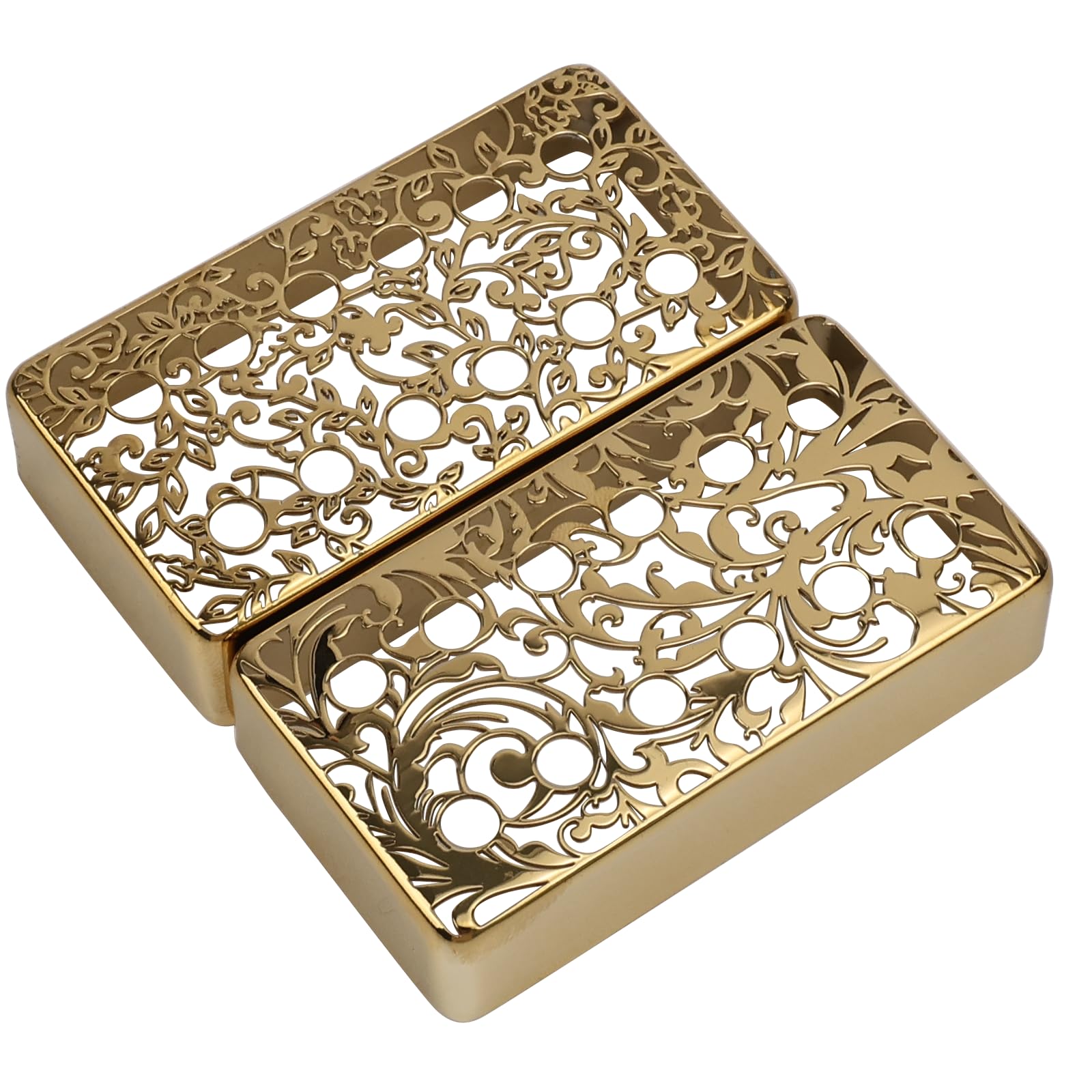 Photo 1 of OVSAL 1 PCS Guitar Pickup Covers Gold 50mm/52mm Pole Spcing Pickup Covers Brass Humbucker Guitar Pickup Cover Neck Bridge Pickup Covers for Les Paul Lp Electric Guitar