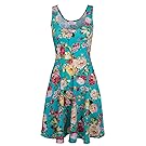 Tom's Ware Womens Casual Fit and Flare Floral Sleeveless Dress TWCWD054-GREEN-US M