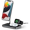 Satechi 3-in-1 Magnetic Wireless Charging Stand – MagSafe Wireless Charging Station, Multi Device USB C Charger Dock Stand, Wireless Charger Travel Dock for iPhone, Apple Watch Series, and AirPods Pro