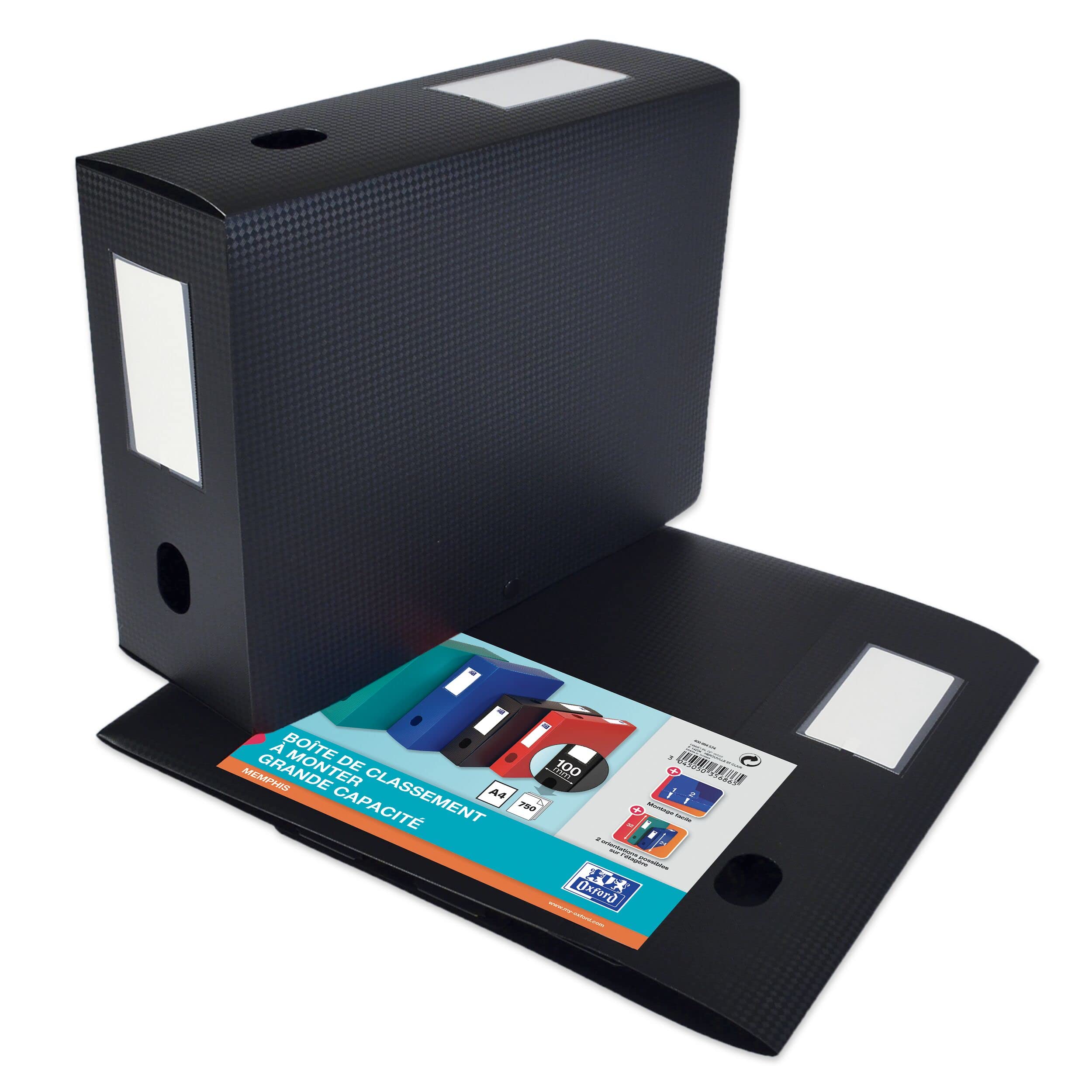 Elba 64913 Memphis File Box Polypropylene 100 mm Spine 240 x 320 mm Plastic Black