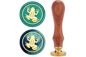 CRASPIRE Frog Wax Seal Stamp Animal Sealing Wax Stamps Vintage 25mm Removable Brass Seal Stamp with Wood Handle for Wedding Invitations Envelopes Craft Adhesive Waxing