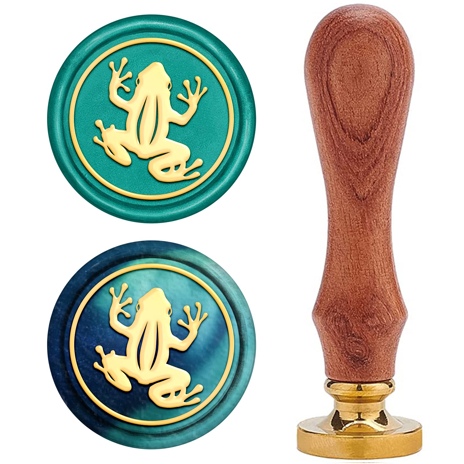 CRASPIRE Wax Seal Stamp Frog Pattern Retro 25mm Removable Brass Wood Handle for Envelopes Invitations Wedding Embellishment Bottle Decoration Gift Packing