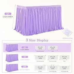 Light Purple Table Skirt for Rectangle Tables 6ft