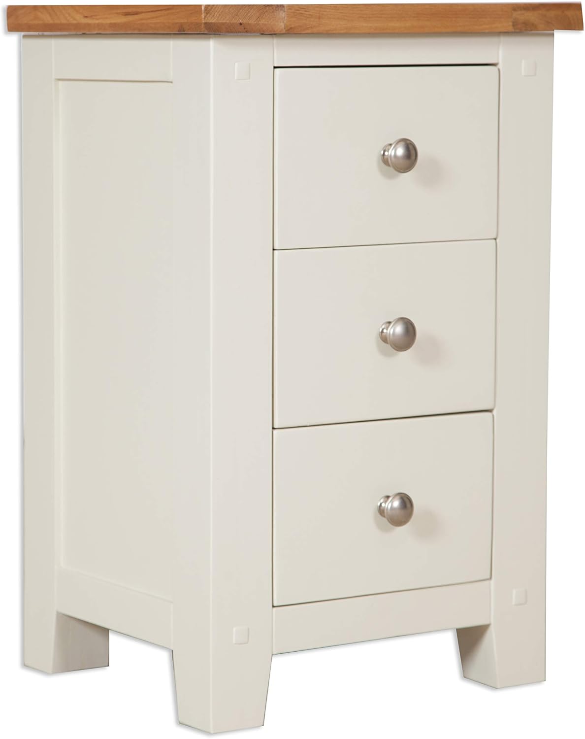Dorset Oak Bedside Table Solid 3 Drawer Pine in Painted French Ivory Bedroom Furniture Amazon