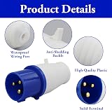 HXMJIED 16A 240V 3 Pin Industrial Site Trailing Plug Socket Weatherproof Blue view 6
