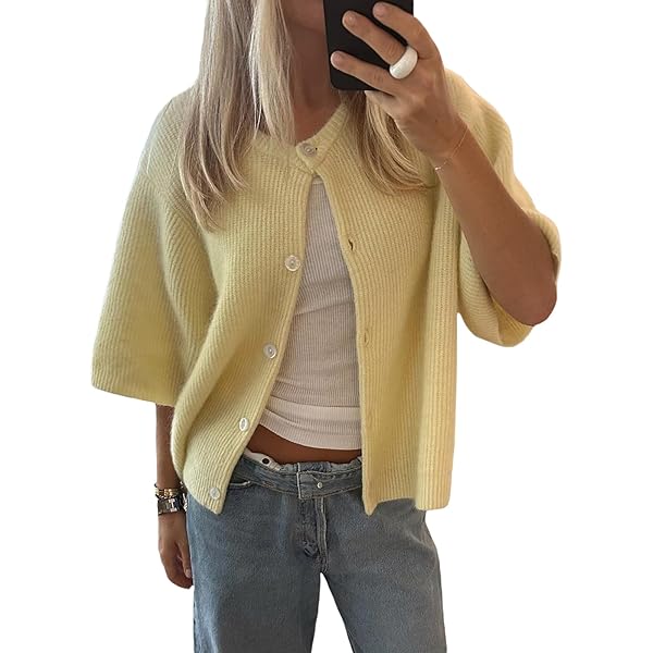 トップス RITSUKO KARITA sherbet sleeve cardigan Short Sleeve Cardigan – Calle Del Mar