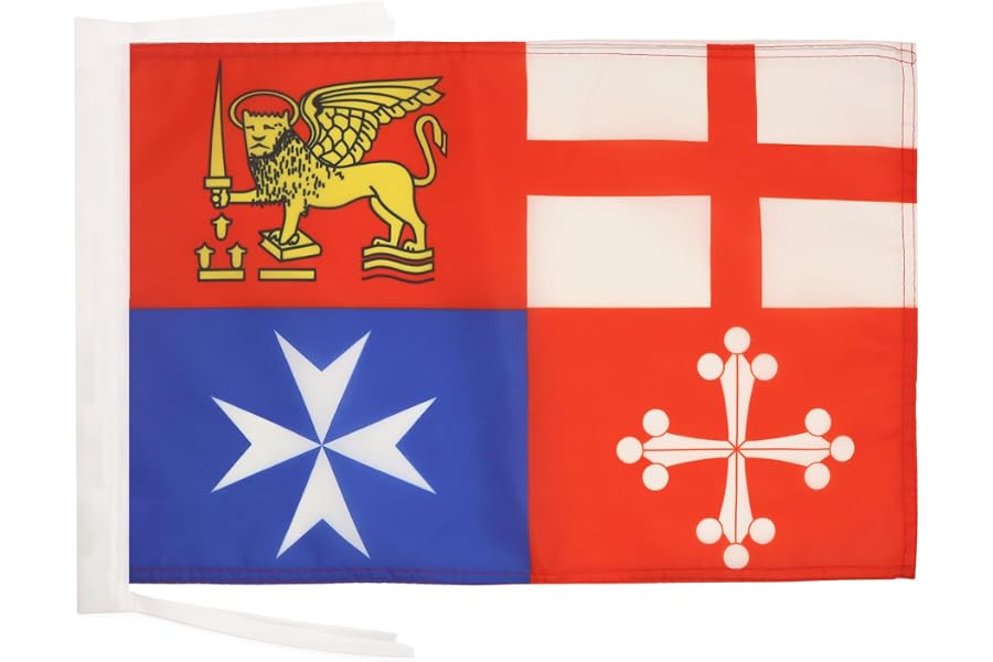 AZ FLAG Italy 4 maritime republics Flag 12x18 in 100D Polyester Cords | Indoor and outdoor use italian navy 45x30 cm decorative flag Italia quattro repubbliche marinare with ties