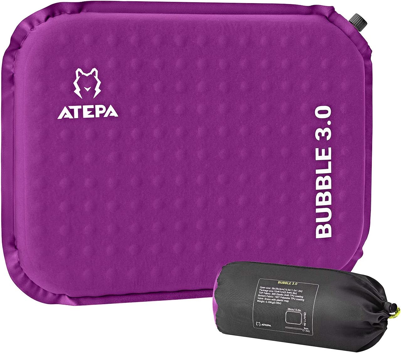 ATEPA Purple Self-inflating Inflatable Seat Cushion for Stadium, Pressure Relief, Bleacher, Sports, Camping, Airplane, Travel, Outdoor, Small Air Foam Seat Pad, Portable, Packable, Waterproof, Insulated : Sports & Outdoors