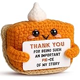 Ovrrcame Thank You Gifts for Women, Mini Crochet Pumpkin Pie Plush Birthday Gifts for Female Men Friends，Halloween Thanksgiving Christmas Stocking Stuffer Emotional Small Cute Decorations