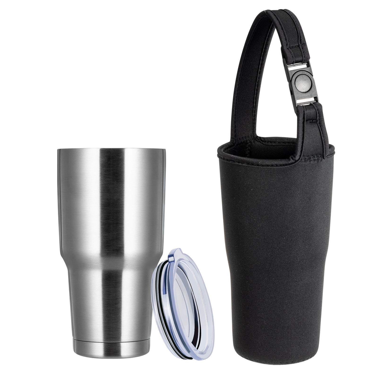 Tumzak 30oz Stainless Steel Tumbler Double Wall Vacuum Insulated Travel Mug with Lid, Powder Coated Coffee Cup for Cold or Hot Drinks (Silver,1 Pack)