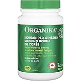 Organika Korean Red Ginseng- 6 Year Old Roots, Energy Support, Stress Support, Warming Effect- 100caps