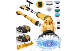 Qimedo Electric Spin Scrubber Extra Large Brush Q3,6000 mAh Best Battery Power Scrubber for Cleaning,1200RPM Shower Cordless Cleaning Brush with 8 Brushes for Bath/Tub/Tile/Floor (Smart Display)