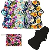 6pcs Resuable Incontinence Pads Resuable Waterproof Resuable Menstrual Pad Sets Including 5Pcs Heavy Flow Menstrual Pads Mama Cloth Sanitary Napkins + 1Pc Mini Wet Bag