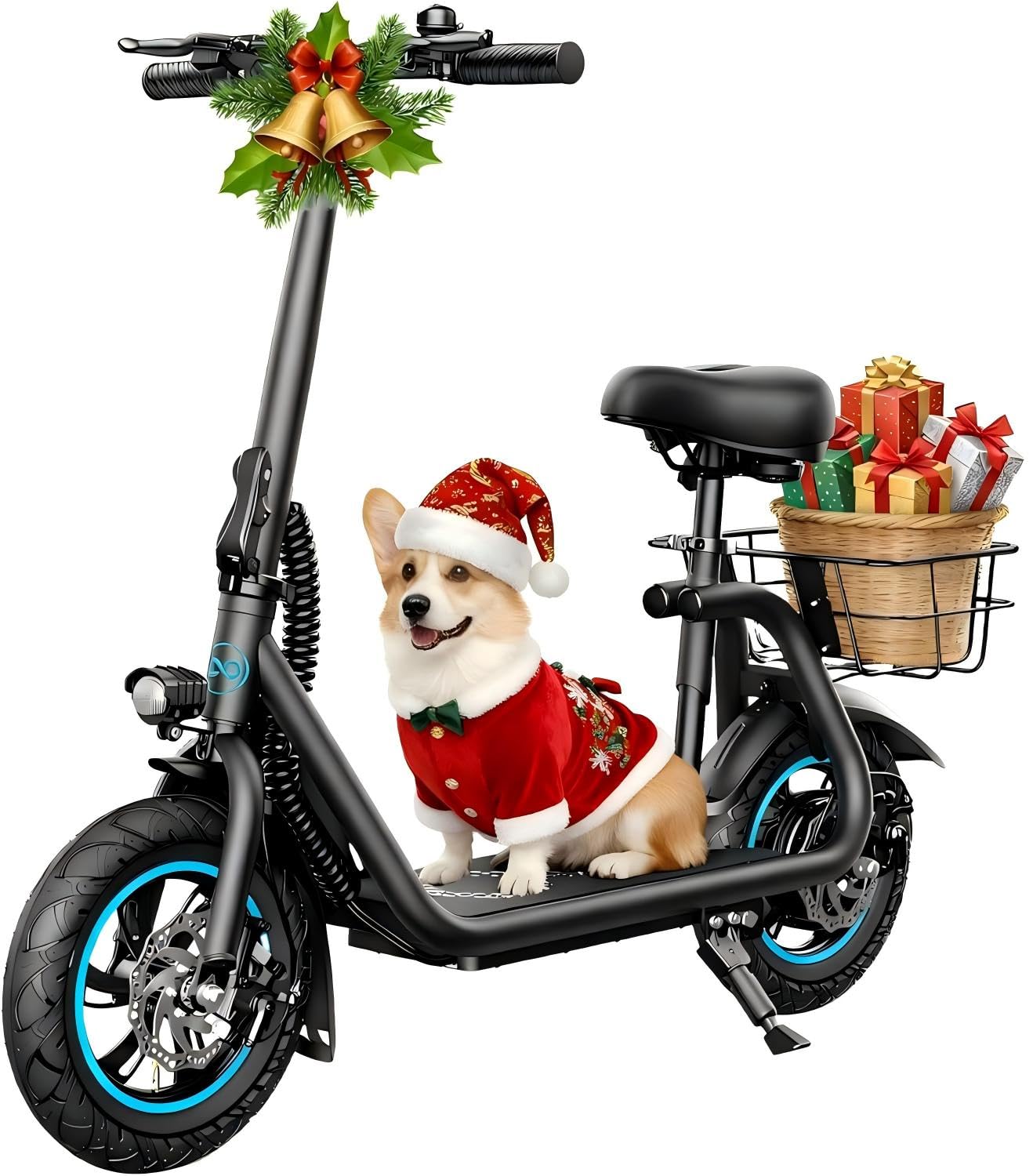 Photo 1 of AWWSCOOTER C1 Electric Scooter with Seat for Adults, 300W Motor, 20-Mile Range, 15.5 MPH, Foldable Commuter E-Scooter with Basket for Grocery, Pets, and Daily Commute– Classic Black