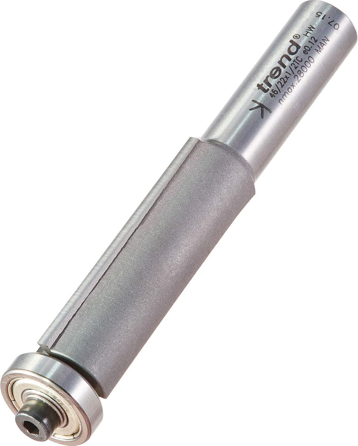 Trend Professional Trimming Cutter, 1/2 Inch Shank, 18.2mm Cut Diameter, 50mm Cut Length, Tungsten Carbide Tipped, 46/22X1/2TC