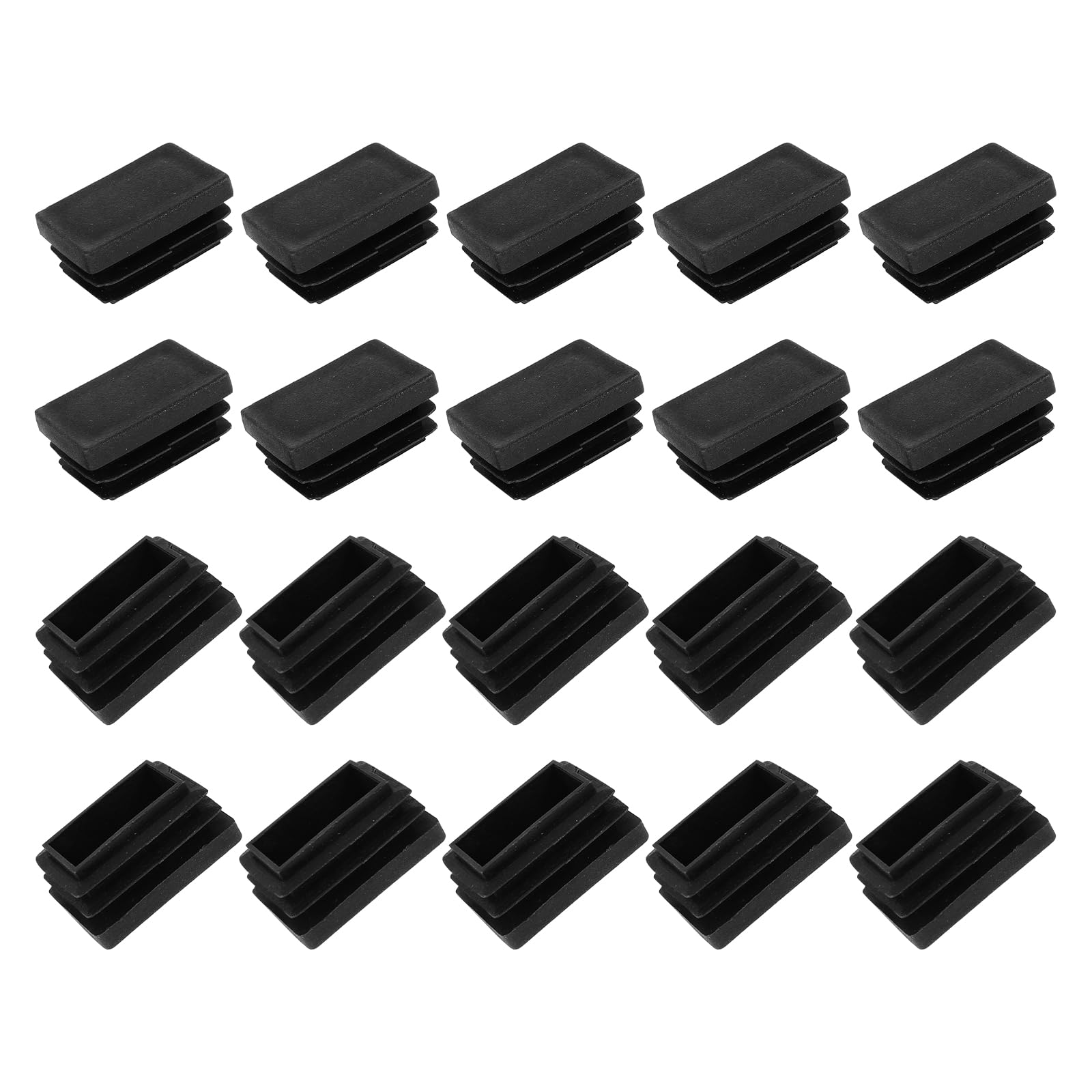 METALLIXITY Rectangle End Caps (30 x 20mm) 50Pcs, Plastic Rectangle Tube Inserts Threaded End Blanking Caps Protector - for Furniture Table Chair Legs, Black