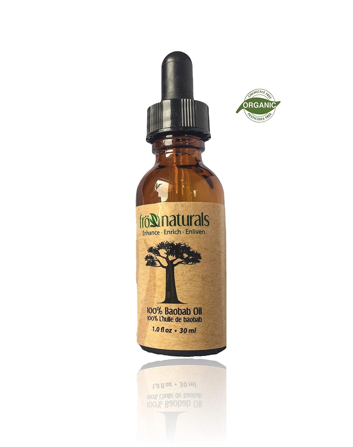 Baobab Seed Facial Oil -Fr&ouml;naturals Canada Repairs, renews and regenerates. Undiluted/Cold Pressed/Extra Virgin Oil (1 fl.oz-30ml.) 100% Pure