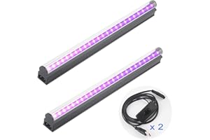 U4GLORY Black Light Bar Portable LED Blacklight Strip Lights 1.5M USB Cable UV Strip Light DC 10W 1ft Black Lights for Glow Party, Halloween Decorations, Christmas, Body Paint, Fluorescent Poster, 2 Pack