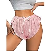 SHENHE Women's Pajama Shorts Split Leg Floral Cheeky Lounge Shorts Coquette Flowy Sleep Bottoms