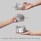 LIFVER Coasters Set of 6 Grey Ceramic Coasters with Holder 4.0 in view 4
