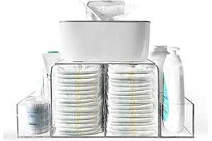 GILPWA Diaper Caddy, Baby Changing Table Organizer, Detachable Clear Acrylic Diaper Storage for Wipe Dispenser, Wipe Warmer and other Diapering Essentials