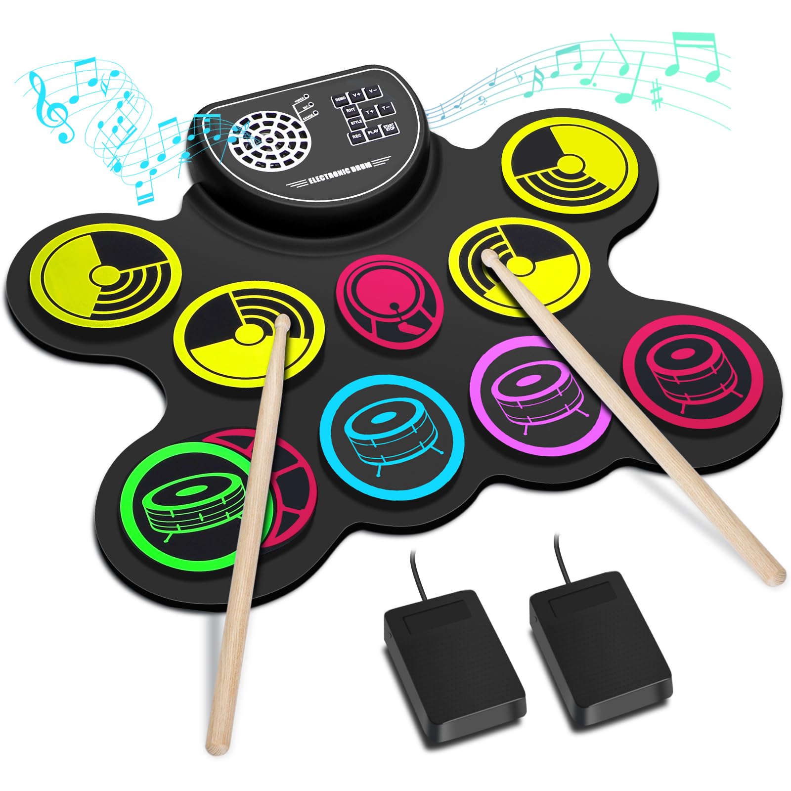 Electronic Drum Set, 10 Pads Roll-Up Drum Practice