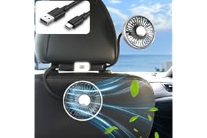 Nauttxon Hose Car Fan for Backseat Kids with Led Lights, USB Fan for Backseat of Car, Independent Control 3 Speeds 360°Rotatable Car Seat Fan for Baby Rear Facing, Back Seat Fan for Vehicles RV SUV
