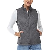 TBMPOY Women's Lightweight Quilted Vest Outerwear Puffer Sleeveless Jacket Windproof Winter Warm Stand Collar with 4 Pockets