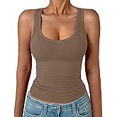 GKBK Womens Sleeveless Tank Top Form Fitting Spaghetti Strap V Neck Ribbed Knit Basic Cami Layering Shirts