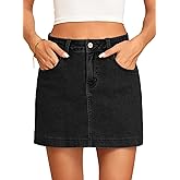 Sidefeel Skorts for Woman Jean Skirt High Waisted Stretchy Denim Skort Mini Skirts with Pockets