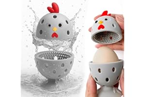 THE HOME CHAMPS Egg Washer for Fresh Eggs, Egg Scrubber for Fresh Eggs, 2 Reusable Silicone Chicken Shaped Scrubs, Chicken Egg Cleaner, Eggshell Cleaner for Poultry Farm, Housewife Tools Vegetable Processing (Gray)