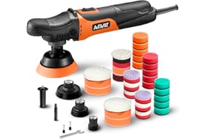 AUTIWOZ W03 Mini Car Polisher Kit for Car Detailing, 1"/2"/3" Rotary Polisher with 31 Polishing Pads, 6 Variable Speeds 2800-