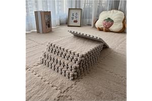 12 Pcs Puzzle Play Mat 12"x12", Plush Interlocking Carpet Tiles with Border, Extra Large Fuzzy Puzzle Foam Floor Mats, Thick 