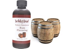 Hobbyland Bakery Emulsions (Rum Flavoring, 4 fl oz), Rum Baking Emulsion, Made in small batches.