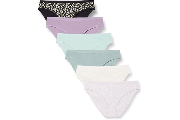 Amazon Essentials Women's Cotton Bikini Brief Underwear (Available in Plus Size), Multipacks
