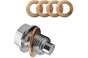 neynavy 1 PC M14x1.5 Oil Drain Plug Stainless Steel with 5 Copper Washer Gaskets, Heavy Duty Oil Plug Anti Leakage Replacemen