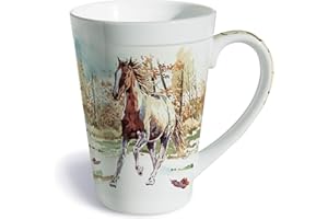 Lissom Design Porcelain Mug, 12-Ounces, Wild Mustang