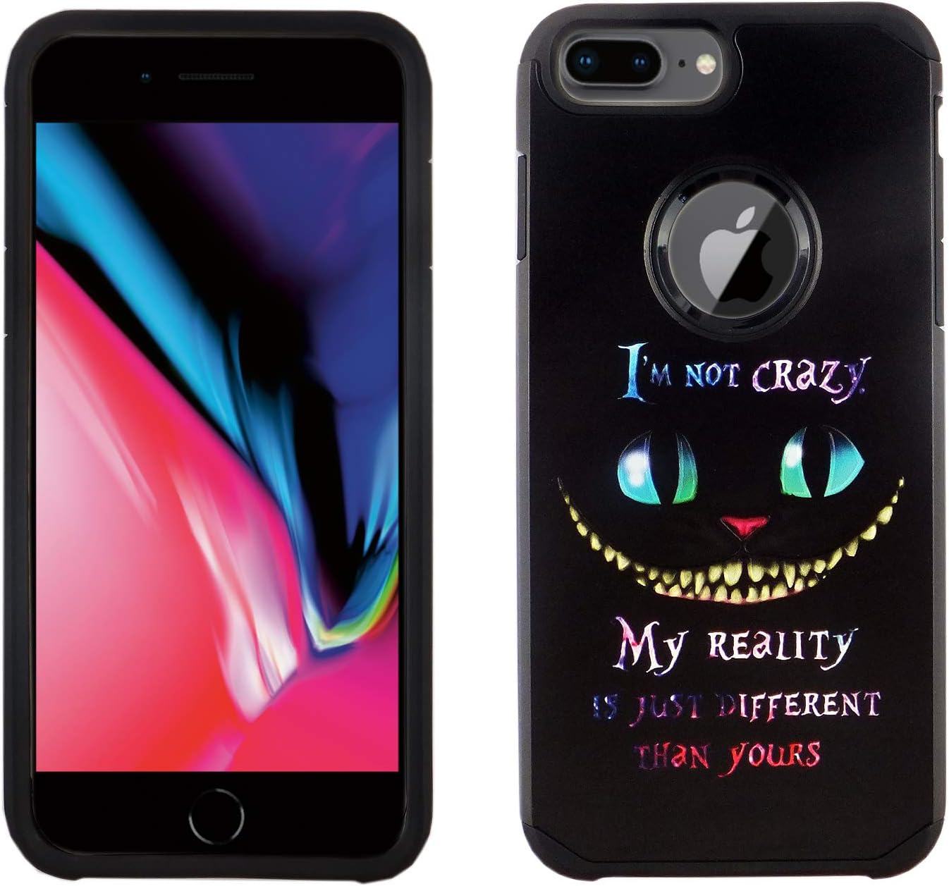 iPhone 8 Plus 7 Plus 6S Plus Dual Slim Case CASEVEREST 3D Print Cover iPhone 8 Plus Black Cat Quotes Alice