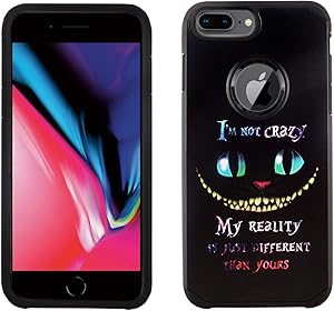 iPhone 8 Plus 7 Plus 6S Plus Dual Slim Case CASEVEREST 3D Print Cover iPhone 8 Plus Black Cat Quotes Alice
